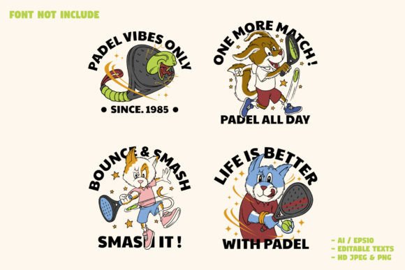 Boost Your Brand Identity with the Funny Animal Mascot Padel Emblem Bundle