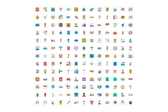 Collection of Diverse Flat Line Icons Il: A Visual Toolkit for Modern Design