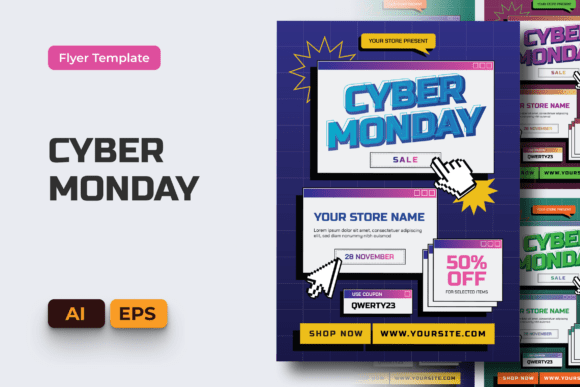 Cyber Monday V2 Flyer: A Modern Retro Design for Digital Campaigns