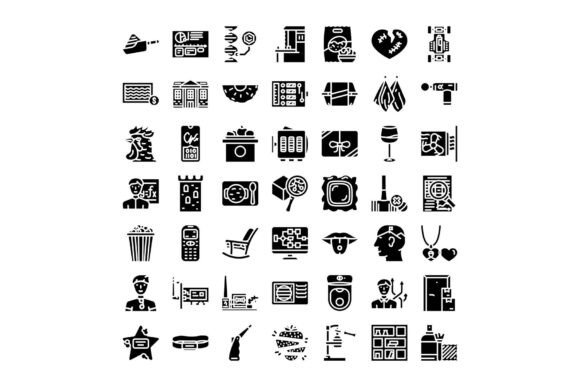 Diverse Solid Glyph Icons for App Development & Design