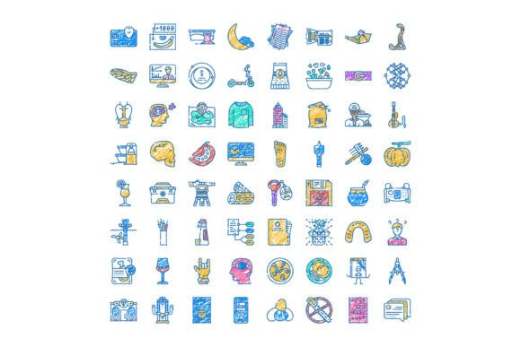 Doodle Drawing Icons Set Depicting Vario: A Creative Resource for Modern Design Projects
