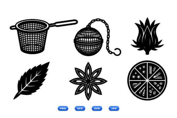 Herbal Tea Icon Clipart Set: Elevating Design with Minimalist Visual Elements