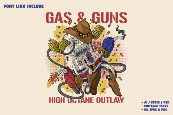 High Octane Gas Pump Cowboy Mascot