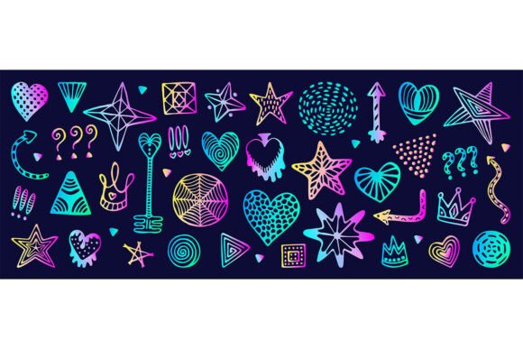 Neon Doodle Abstract Shapes: A Creative Design Essential