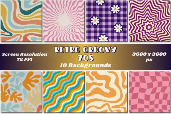 Retro Groovy 70s Backgrounds Bundle