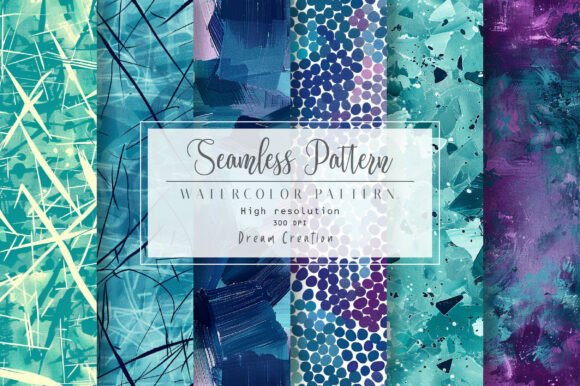 Teal Indigo Abstract Art Digital Papers: Creative Versatility for Modern Design Projects