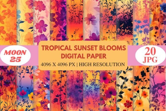 Tropical Sunset Blooms Digital Paper: Strategic Design for Creative Professionals