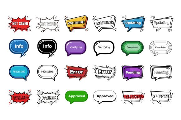 UI Status Speech Bubble Vector Set PNG: Enhancing Modern UI Design with Versatile Visual Tools