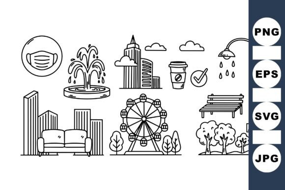 Urban City Icon Line Art Set: A Versatile Tool for Designers and Content Creators