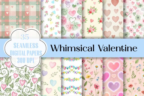 Whimsical Valentine Seamless Patterns