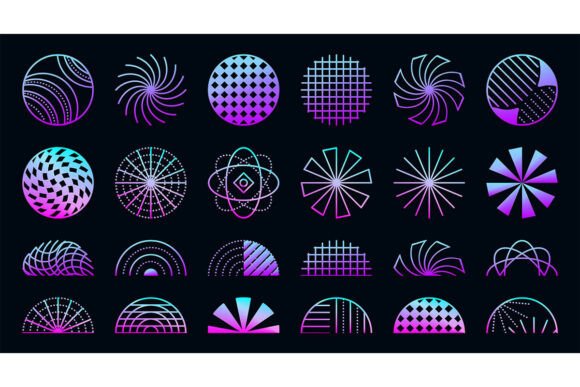 Y2K Neon Circles and Semicircles: A Fusion of Retro Aesthetics and Digital Futurism